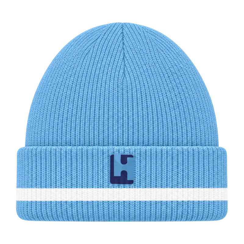 Custom Club Beanie in Sky / White, front