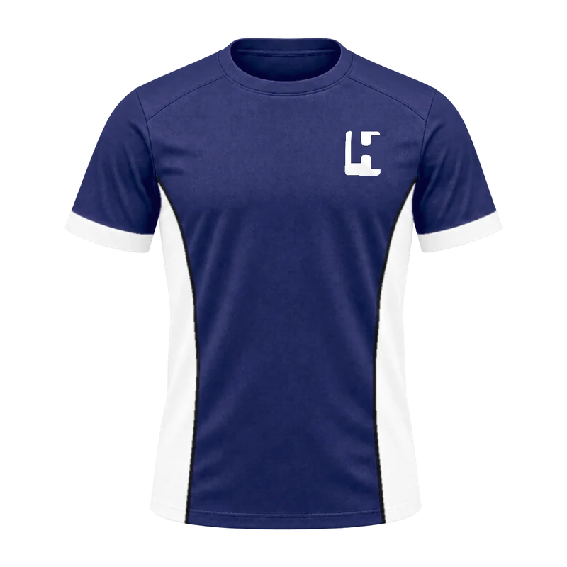Custom Football Training Top in Navy / White, front