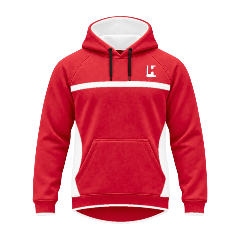 Custom Club Hoodie in Red / White, front