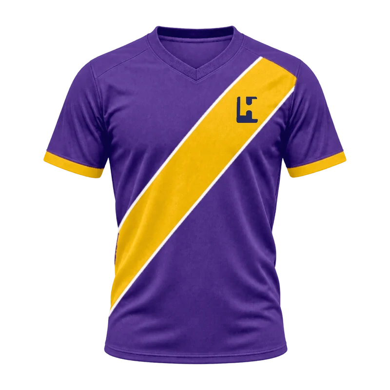 Custom football match jersey in Purple / Gold