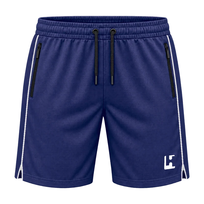 Custom Football Training Shorts in Navy / White, front