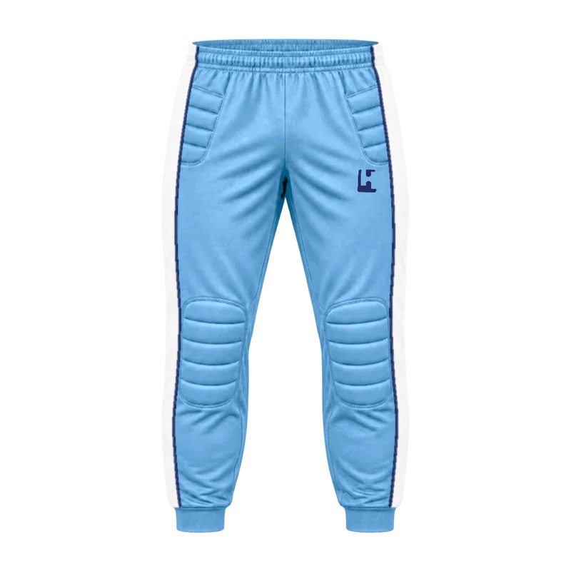 Custom Goalkeeper Pants in Sky / White, front