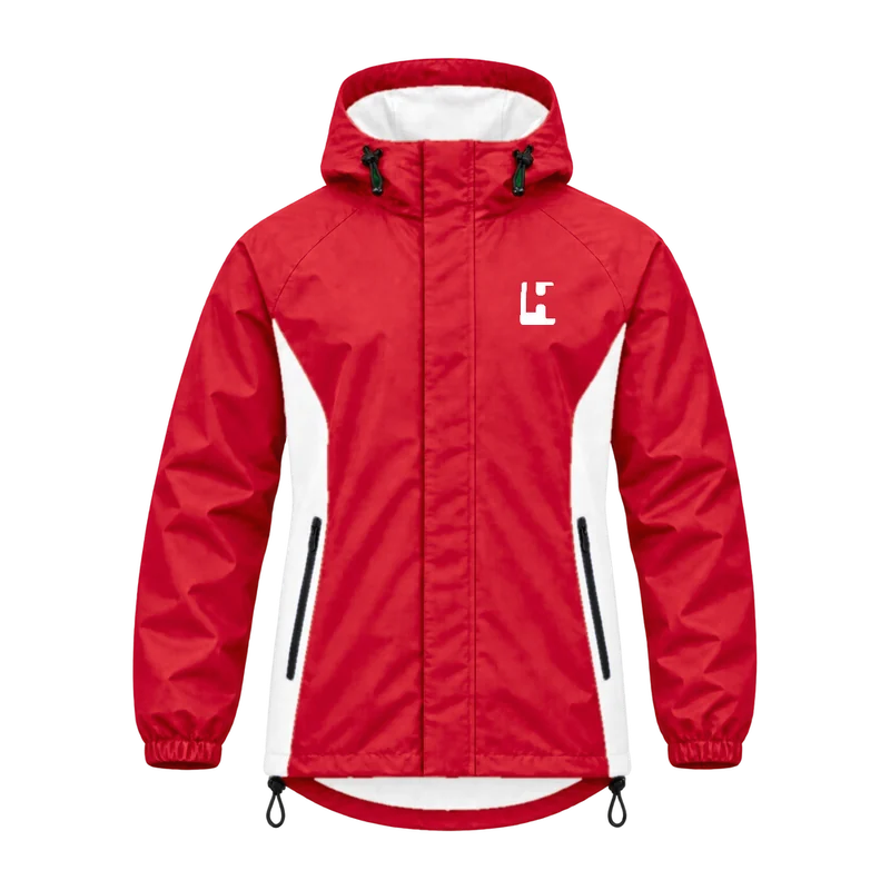 Custom Club Rain Jacket in Red / White, front
